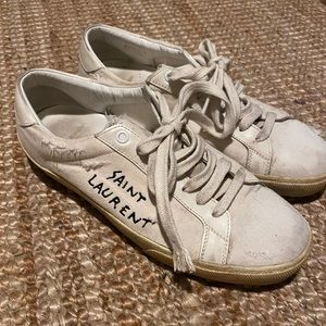 Saint Laurent Off-White Canvas Sneakers